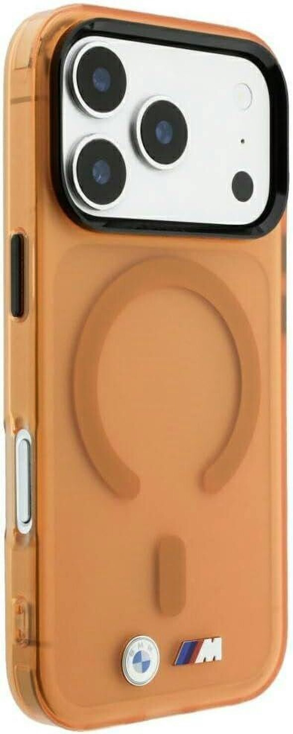 BMW M IML Frosted Metal Logo Trims Case with MagSafe for iPhone 17/18 Pro 6.3" Orange - BMHMP18L26HTFMILO