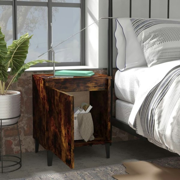 Berkfield Bed Cabinets with Metal Legs 2 pcs Smoked Oak 40x30x50 cm