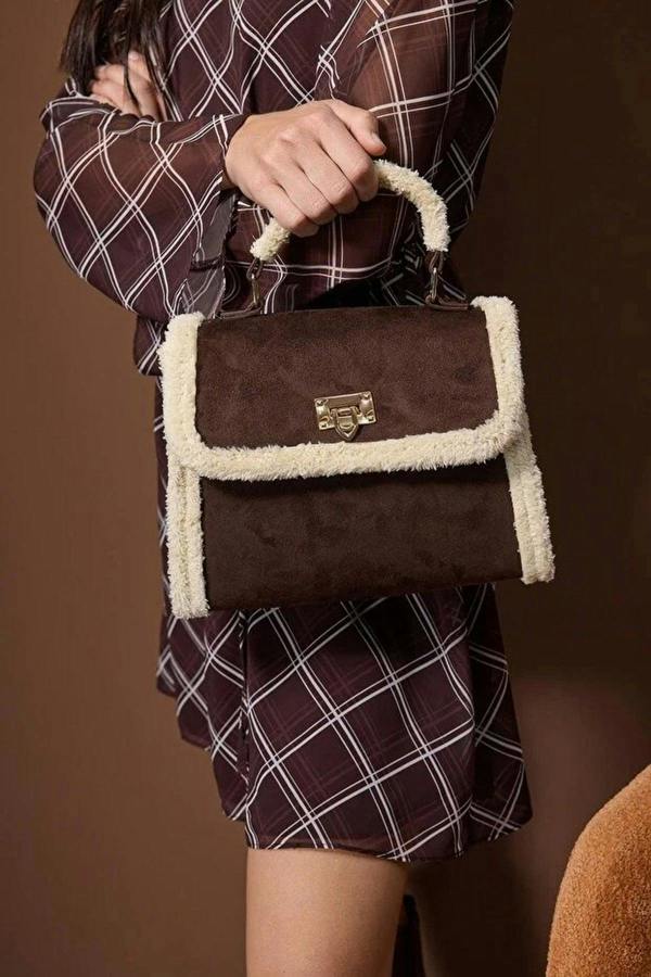 WOVCOR Suede Women's Shoulder Bag with Plush Details
