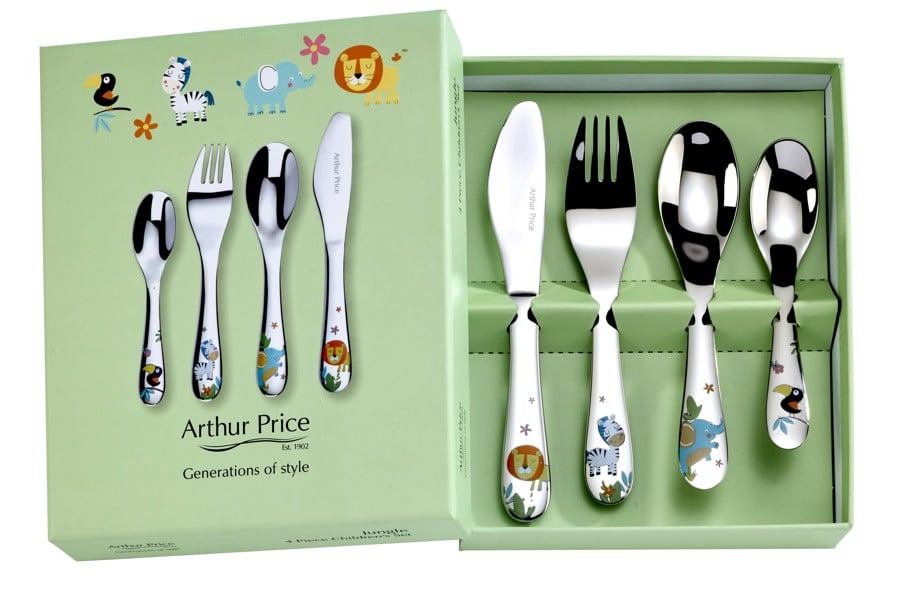 Arthur Price 'Jungle' Stainless Steel 4 Piece Children's Boxed Cutlery Gift Set