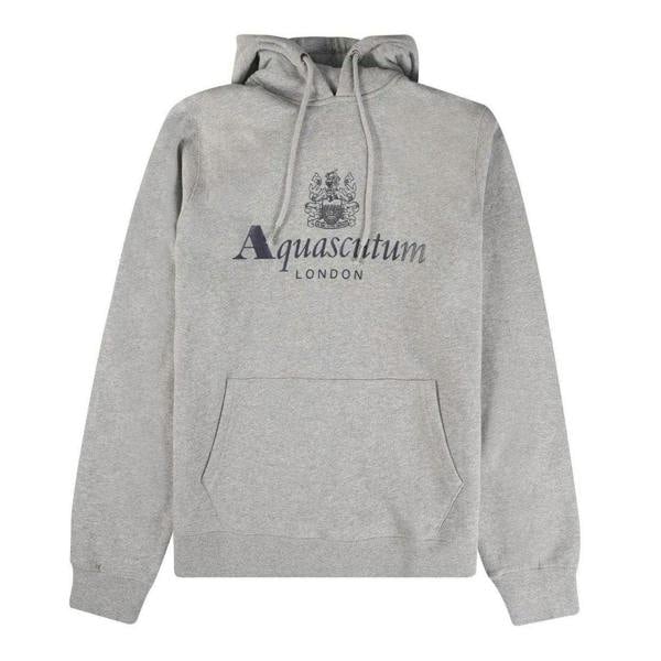 Aquascutum Mens Active Big Logo Hoodie - Light Grey - 
