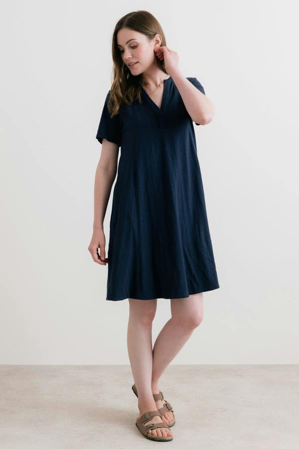 Terrace Organic Cotton Jersey Swing Dress Navy