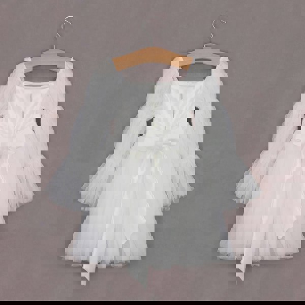 girls white dress with ruffle sleeves