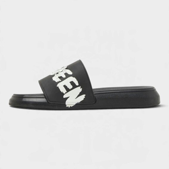 Alexander McQueen Rubber Pool Slide Graffiti Black White