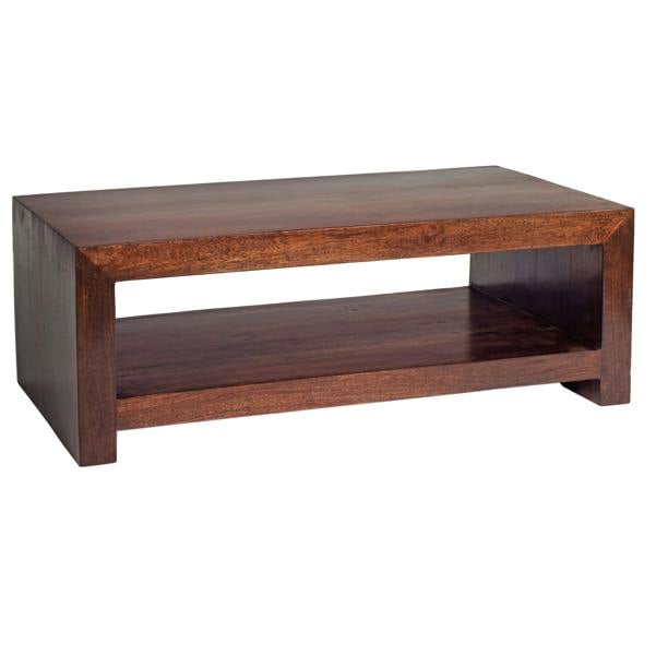Wyld Haus Phuket Dark Mango Wood Large Coffee Table with Bottom Shelf