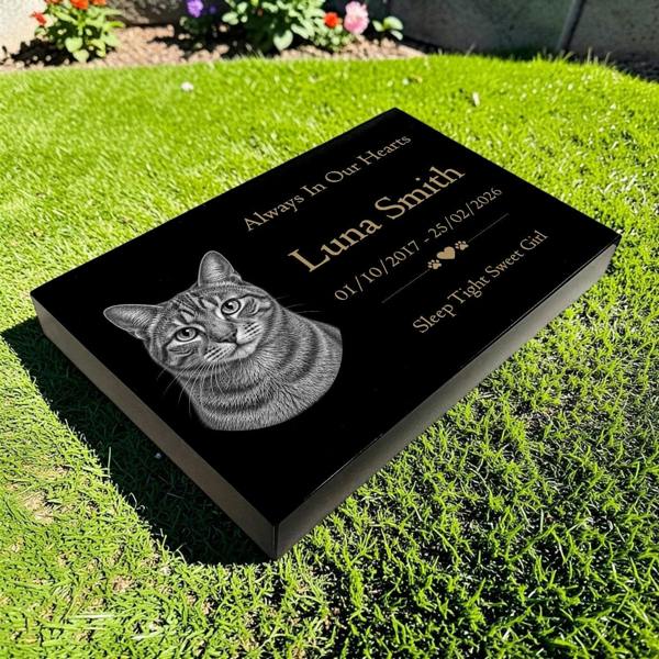 Memorials Direct Cat Memorial Granite Photo Tablet