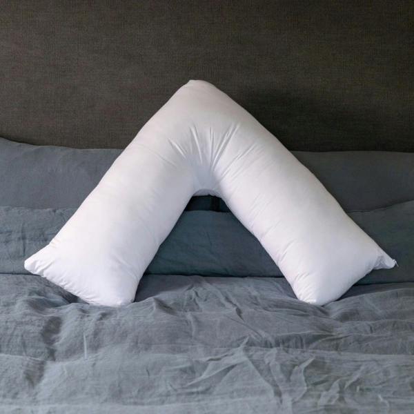 V Shaped British Wool Pillow - 100% Cotton Cover - Natural