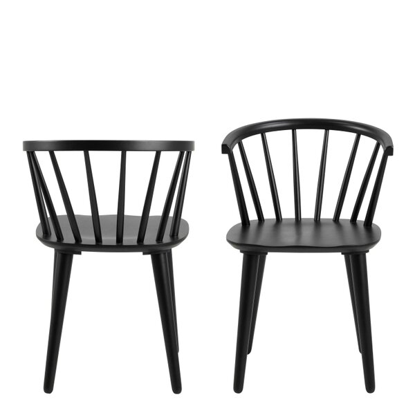 Wyld Haus Set of 2 Black Wooden Dining Chairs Modern Slatted Back