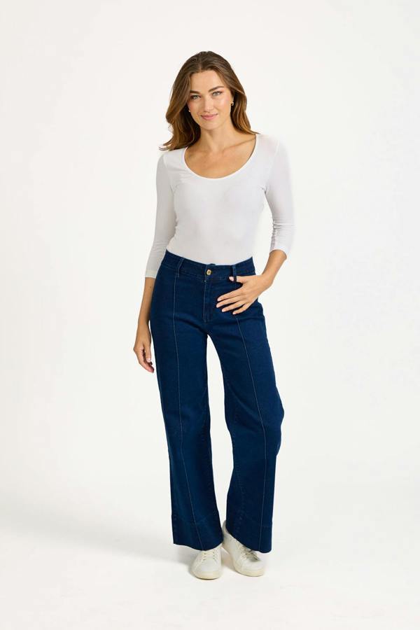 Mudflower Denim Wash Wide Leg Jeans