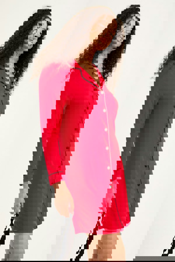 Pretty You London Women's Bamboo Nightshirt in Red