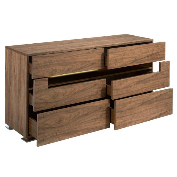 Angel Cerdá Sideboard Walnut and Polished Steel With Interior Lighting 7076