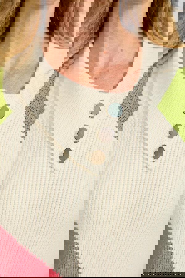 Split Neck Colour Block Knit Jumper