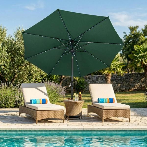 Jardi LED Tilt Parasol 2.7m – Green