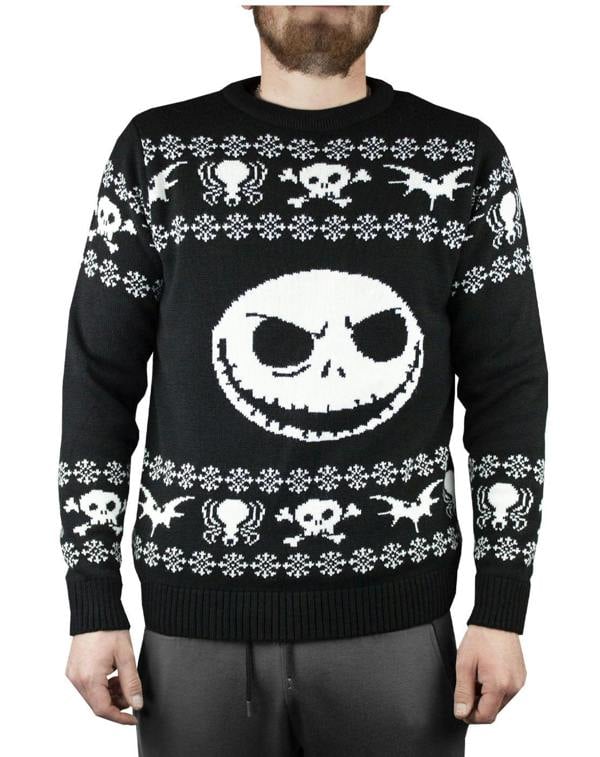 Disney The Nightmare Before Christmas Unisex Black Jack Skellington Christmas Jumper