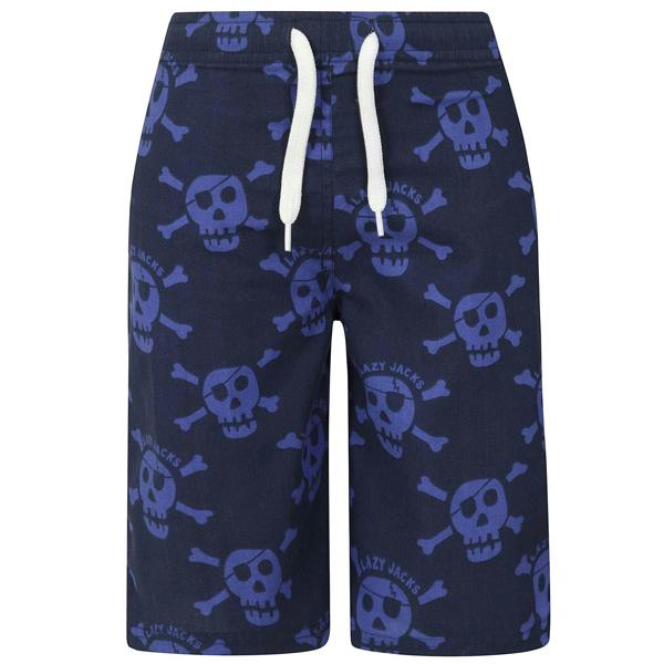 Lazy Jacks Boys Skull And Crossbones Board Shorts - Bright Blue