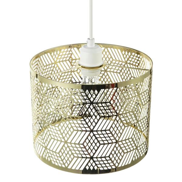 Modern Zig Zag Gold Pendant Shade with Cut Diamonds and Rectangles Image 3
