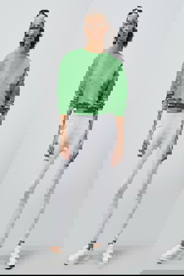 ENORSIA Ribbed Hem Cropped Sweatshirt