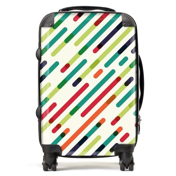 Warren Reed Coloured Diagonal Abstract Pattern Suitcase