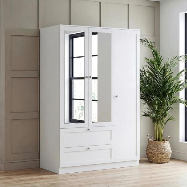 Vida Designs Altino 3 Door 2 Drawer Mirrored Wardrobe