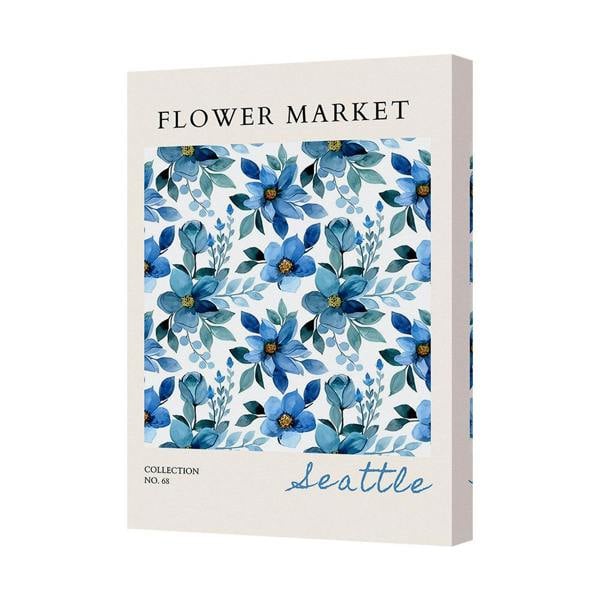 Benjamin Tate Design Blue Floral Canvas Art Print Seattle Collection No 68