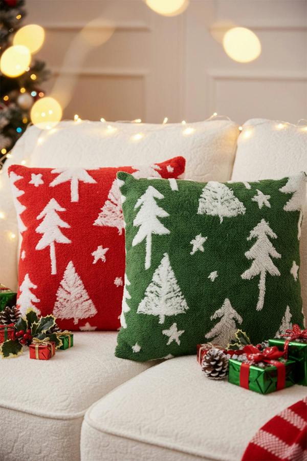 Living and Home 2Pcs Christmas Theme Decorative Throw Pillows