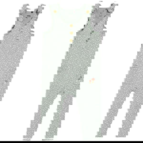 Baby Unisex Sprig Printed Dungaree 2pc Set, Multicolour - Minicuddles