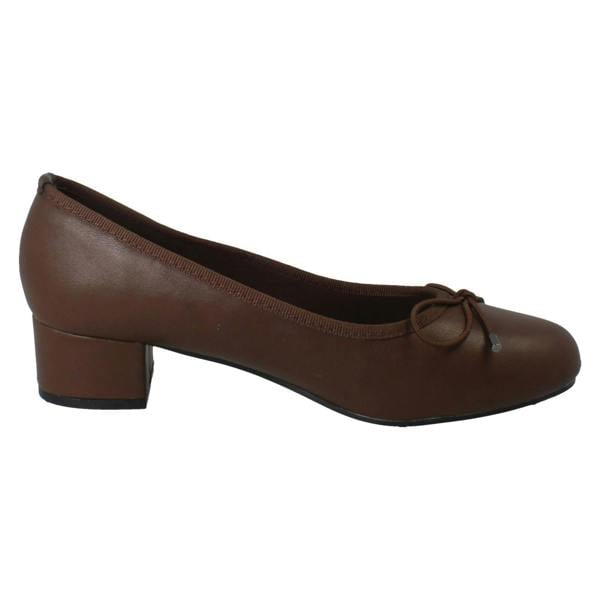 Spot On Ladies Spot On Short Heel Bow Detailed Court Shoes F90152