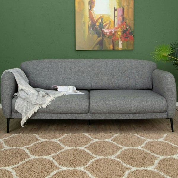 Trellis Design Thick Shaggy Area Rugs Beige