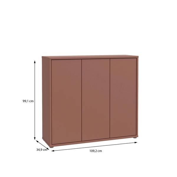 Furniture To Go Alice Springs Shoe Cabinet with 3 Doors Push-to-Open in Terracotta