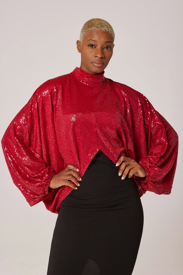 Lioness by TF Cherry Red Sequined Short Tunic