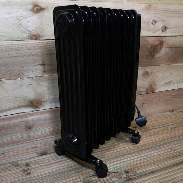 Samuel Alexander 2000w 2kw 9 Fin Slimline Black Oil Filled Radiator Heater with Adjustable Thermostat