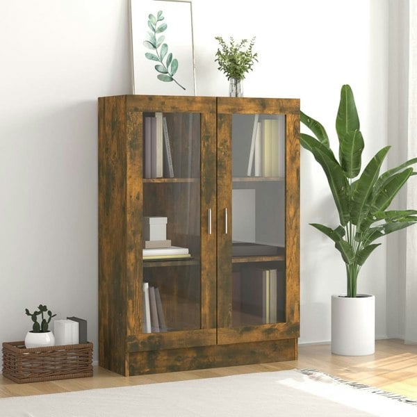 Berkfield Vitrine Cabinet Smoked Oak 82.5x30.5x115 cm Engineered Wood
