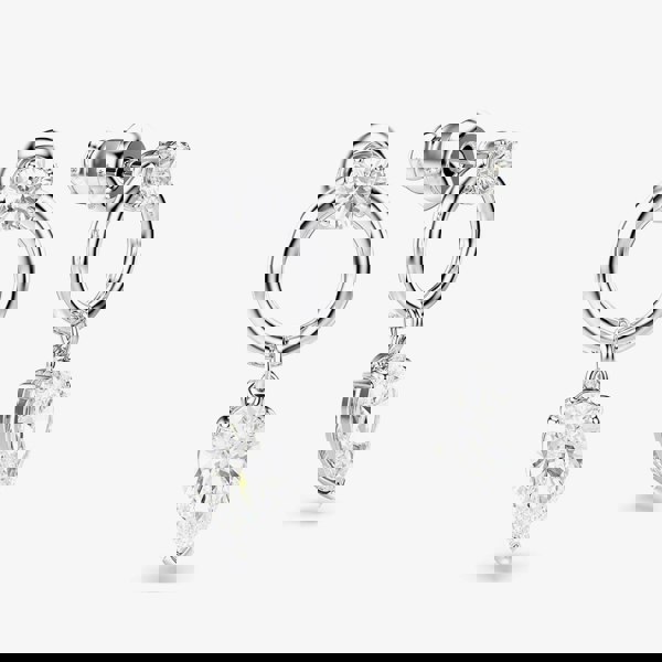 Swarovski Mesmera Rhodium Plated White Zirconia Drop Stud Earrings 5723177