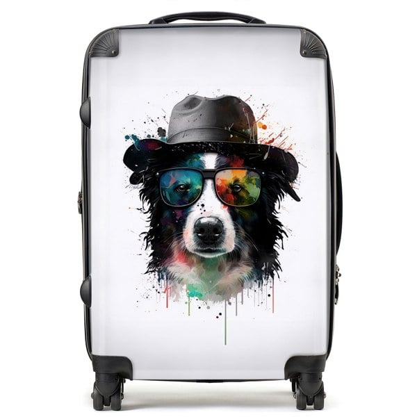 Warren Reed Border Collie Dog Splashart Suitcase