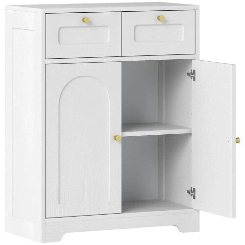 Bobobiy Bathroom Floor Cabinet with 2 Drawers - White