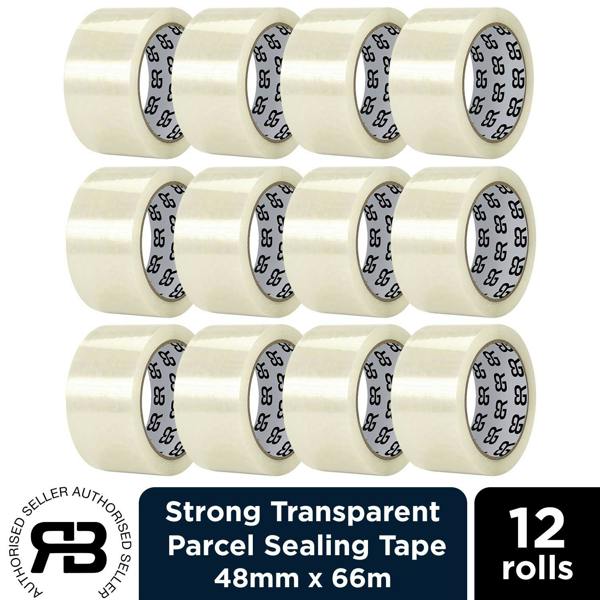 RexBrown Packing Tape 48mm x 66m Clear Brown Fragile Parcel Box Tape 12, 24 or  48 Rolls