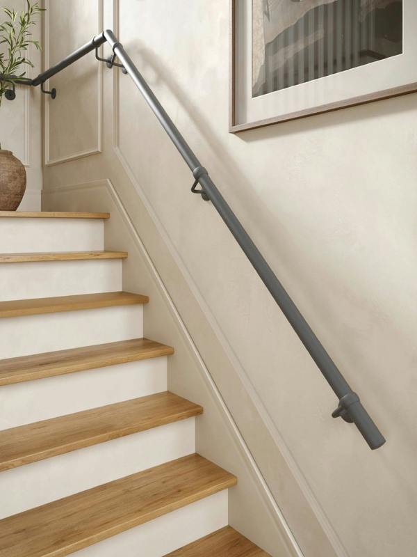 Handrails Direct Luddington Textured Grey Quarter Landing Handrail