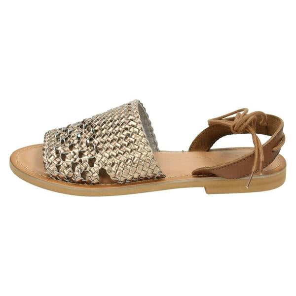 Leather Collection Ladies Leather Collection Flat Weaved Mule Sandals