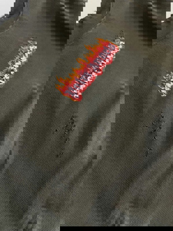 Palm Angels Burning Logo Sweatshirt Military Green - Supplied FashionPalm Angels