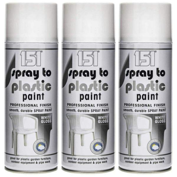 151 3X 151 White Gloss Plastic Spray Paint 400ml