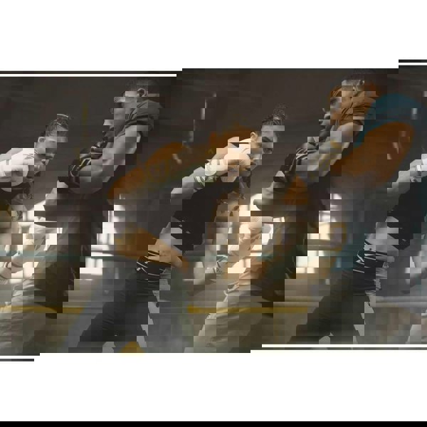 Man and woman punching in boxing ring wearing Reebok Boxing Gloves - White and Gold 