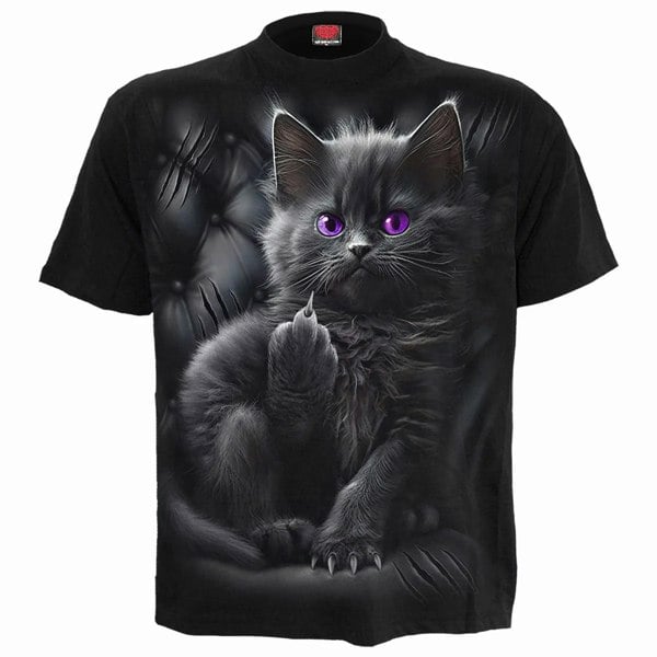 Spiral Direct Unisex Adult Cattitude T-Shirt - Black