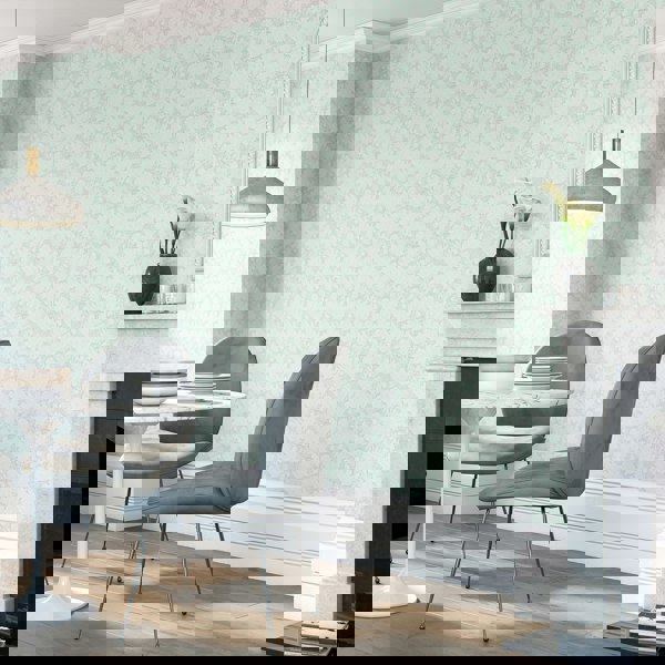 Hoopla Walls Paisley - Duck Egg Blue 10m Wallpaper