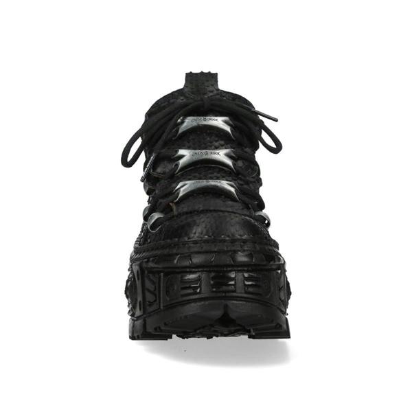 New Rock M-106WALL-C65 Python Black Leather Platform Ankle Boots