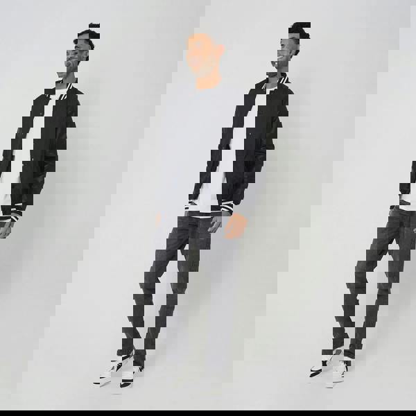 Brave Soul Black Varsity Style Jacket With PU Sleeves - Black Image 3