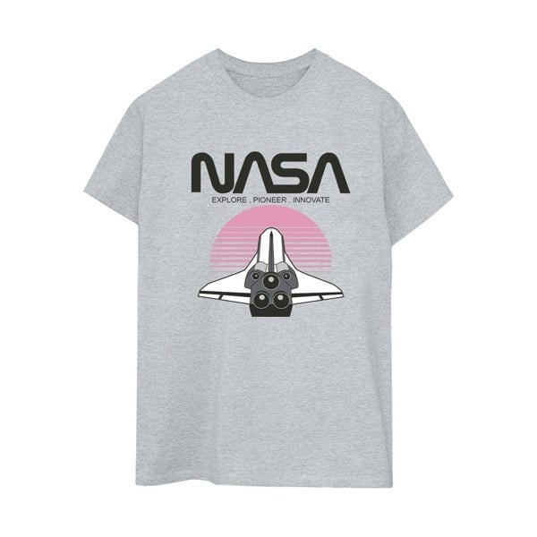 NASA Womens Space Shuttle Sunset Cotton Boyfriend T-Shirt - Sports Grey