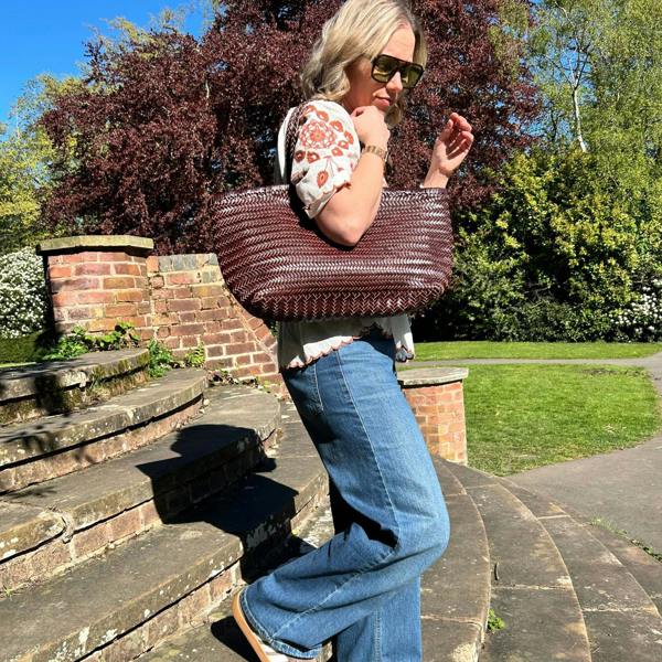 The Large Woven Leather Basket