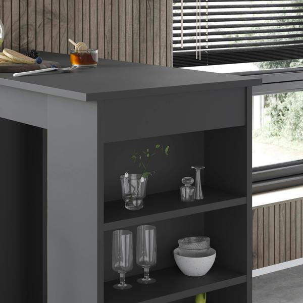 Decortie Swallow Modern Kitchen Bar Dining Table with 4-Tier Storage Shelves H 102cm