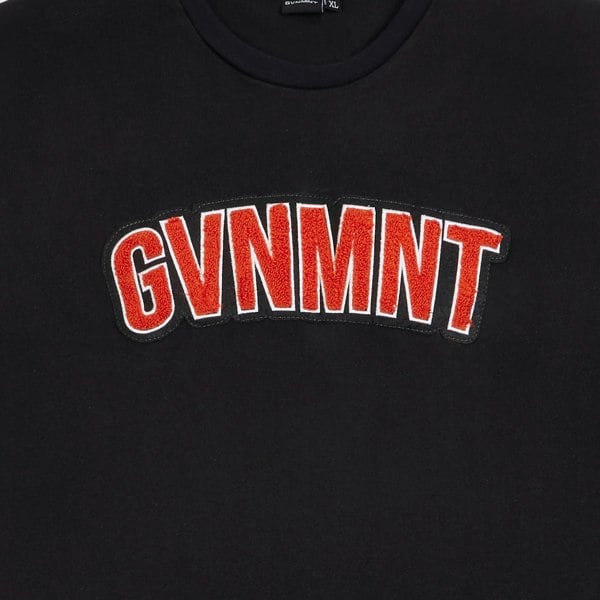 GVNMNT Clothing Co Chenille Varsity Tee - Black / Orange