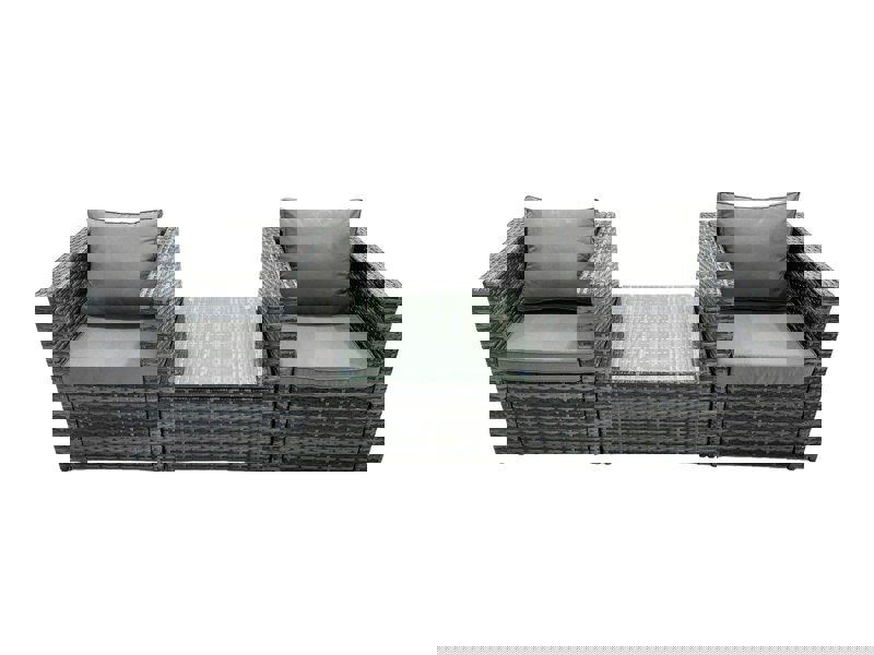 Fimous Rattan Garden Furniture Chairs Square Coffee Table Set